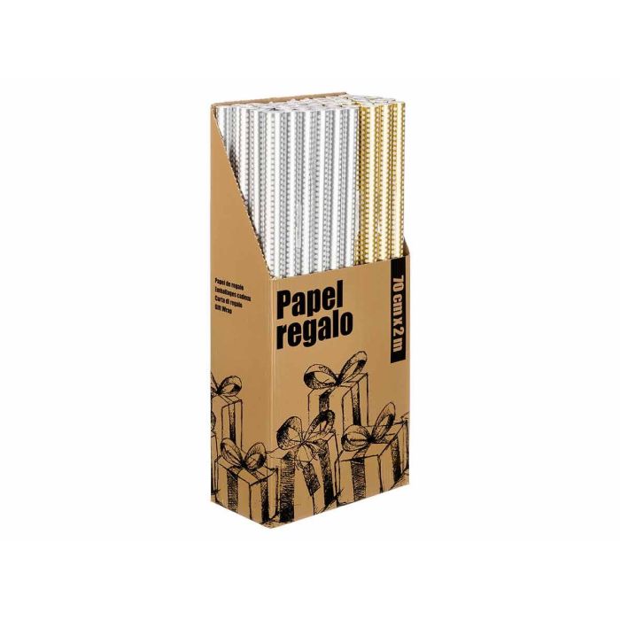 Rollo Papel Regalo 70X200 Lunares Oro Plata Arte Regal (50 Unidades) 2 Rollo Papel Regalo 70X200 Lunares Oro Plata Arte Regal (50 Unidades) 2