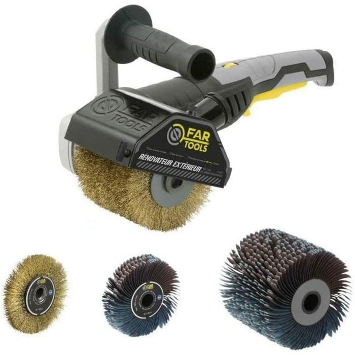 Fartools REX120C Pack Renovador Exterior + Cepillo Metálico Precisión + Cepillo Tira Abrasiva Precisión para Decapado y Alisado de Madera y Metal 1