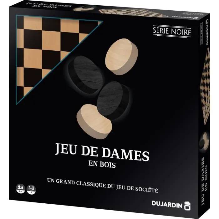 Dujardin DUJ3701656100560 Serie Negra Tablero de Damas Juego de Mesa a partir de 7 años 2