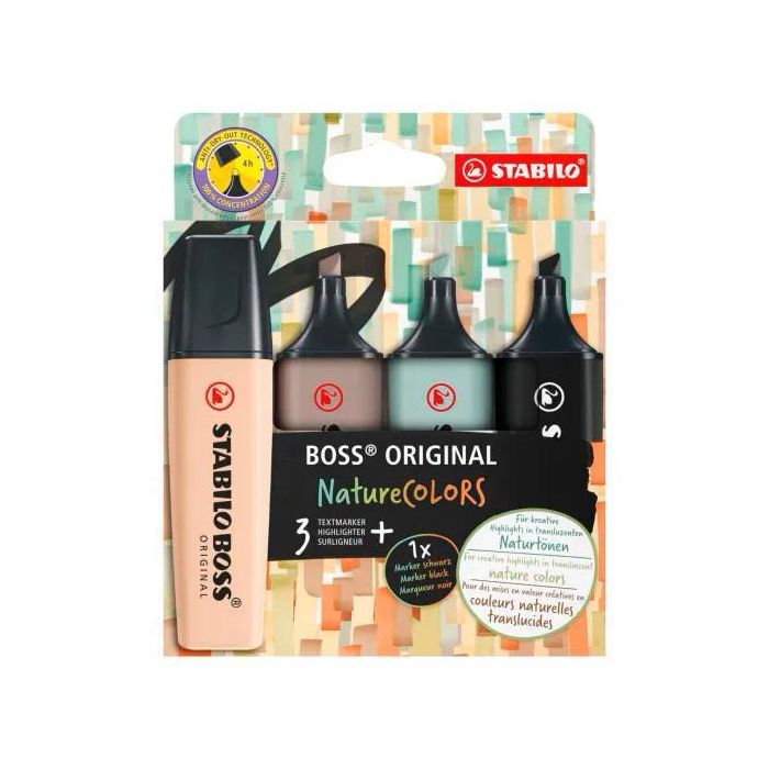 Stabilo Marcador Boss Original Naturecolors Colores Surtidos Estuche 4 Ud
