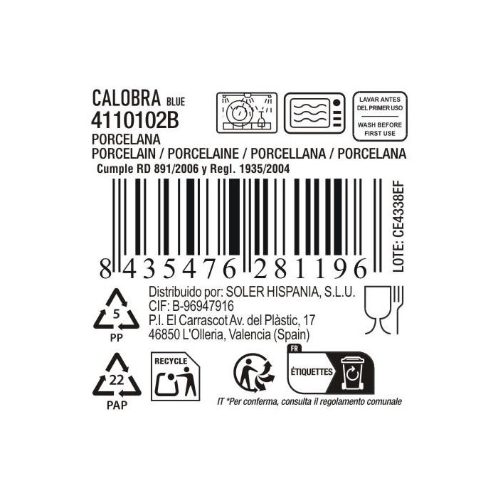 Plato Postre Calobra Azul 21.3 cm - Inde (24 Unidades) 5 Plato Postre Calobra Azul 21.3 cm - Inde (24 Unidades) 5
