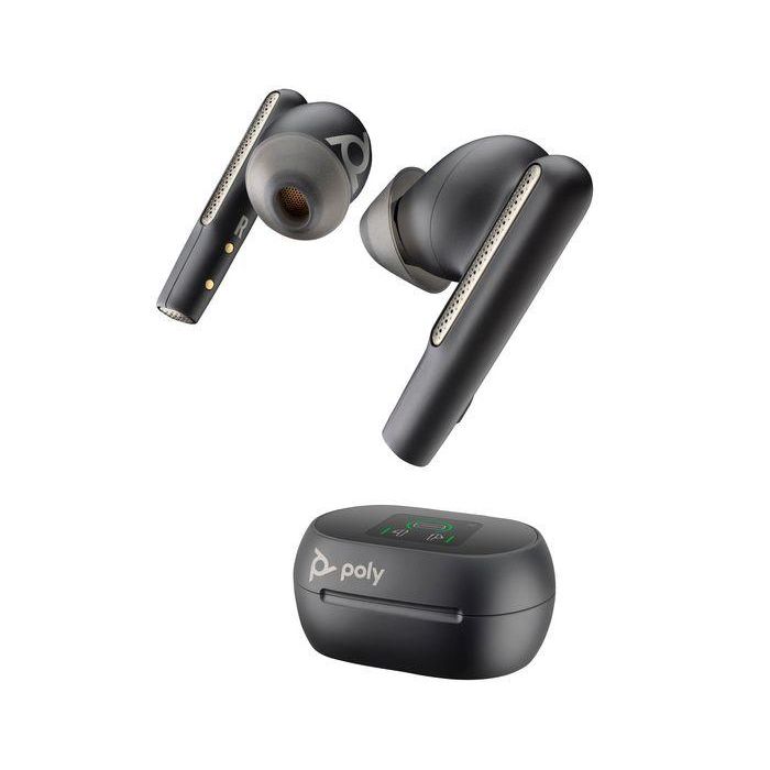 Poly Voyager Free 60+ UC Auriculares Carbon Black con ANC, 3 Micrófonos, Estuche Táctil y Adaptador USB-C BT700