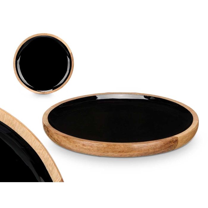 Plato de Madera Mango Negro 25 cm - Giftdecor (12 Unidades) Plato de Madera Mango Negro 25 cm - Giftdecor (12 Unidades)
