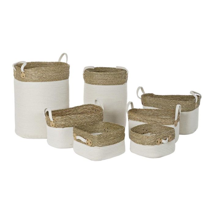 Juego de Cestas DKD Home Decor Blanco Algodón Fibra natural (41 x 41 x 52,5 cm) (7 Piezas) Juego de Cestas DKD Home Decor Blanco Algodón Fibra natural (41 x 41 x 52,5 cm) (7 Piezas)