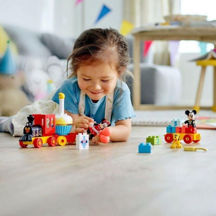 LEGO DUPLO 10941 Tren de Cumpleaños de Mickey y Minnie - Juguete de Construcción para Bebés con Figuras Disney, Pastel y Globos 5