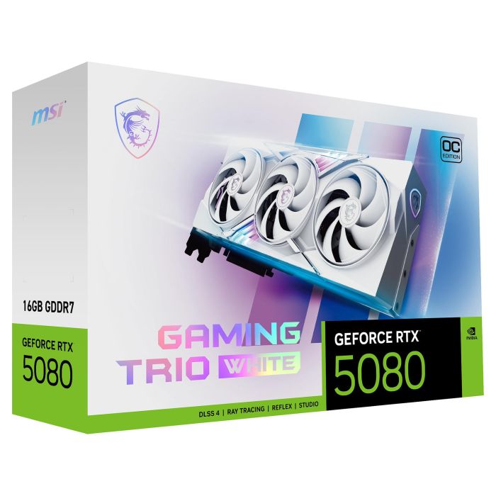 MSI GeForce RTX 5080 16GB GDDR7 TRIO OC White 3 Fan Tarjeta Gráfica