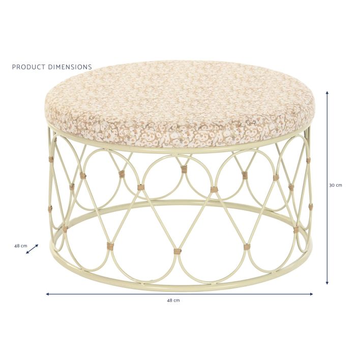 DKD Home Decor Mesa Centro Boho Natural Crema Ratan Metal 48 x 30 x 48 cm 3