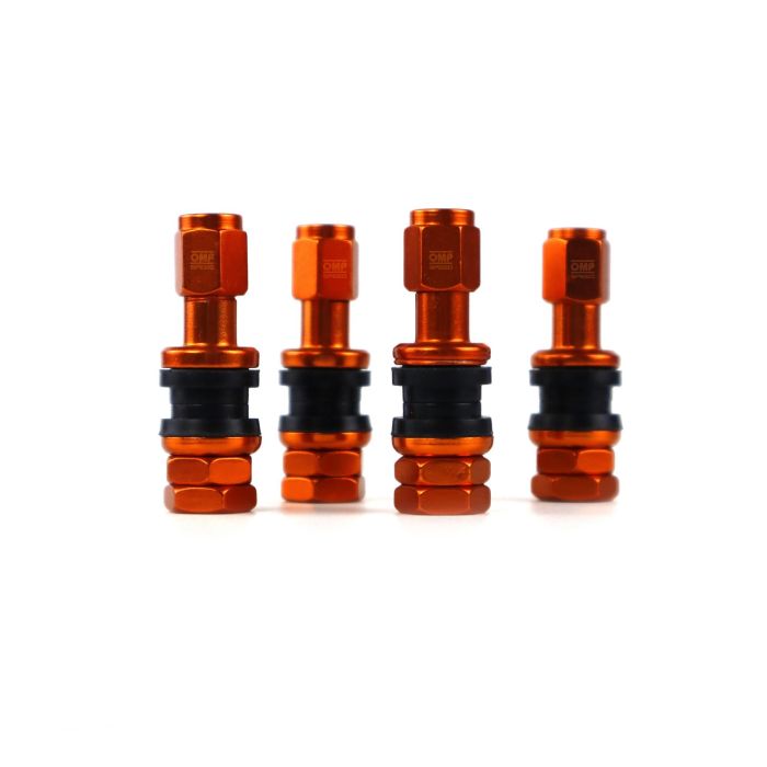 Omp OMPS09990010 Juego de 4 Valvulas de Aluminio para Llantas, Valvulas para Neumaticos Color Naranja 3