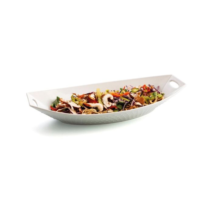 Quid Fuente Oval Gastro Porcelana Blanca 39,5x19x8 cm (4 Unidades) Apta Lavavajillas y Microondas 1