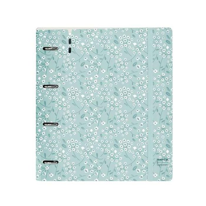 Carpeta Con Recambio Safta Din A4 Cuadro 5 mm Polipropileno Foam 4 Anillas 35 mm Estampados Floral Azul Carpeta Con Recambio Safta Din A4 Cuadro 5 mm Polipropileno Foam 4 Anillas 35 mm Estampados Floral Azul