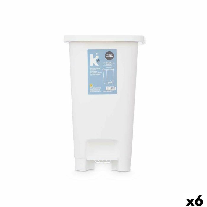 Papelera con Pedal ABK-142 2 Blanco Plástico 25 L (6 Unidades)