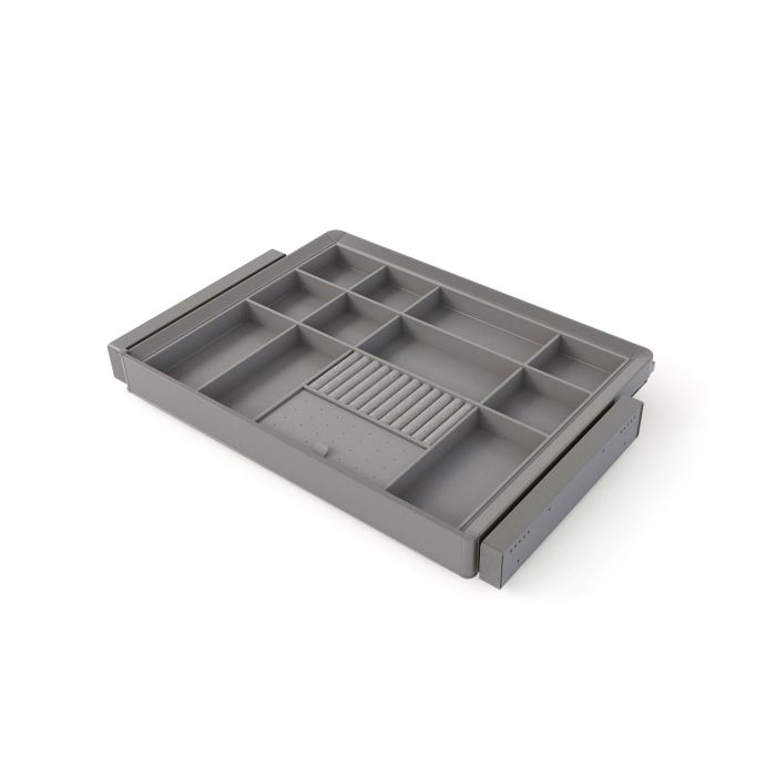 Emuca Kit de cajón organizador y bastidor regulable Quartz para armarios, guías de cierre suave y extracción total, Módulo 70cm, Acabado Titanio 0 Emuca Kit de cajón organizador y bastidor regulable Quartz para armarios, guías de cierre suave y extracción total, Módulo 70cm, Acabado Titanio 0
