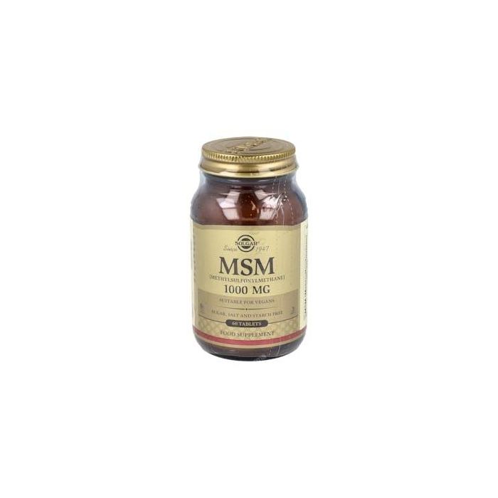 SOLGAR MSM (Metilsulfonilmetano) 1000 mg, 60 comprimidos. Apoyo para el mantenimiento de articulaciones