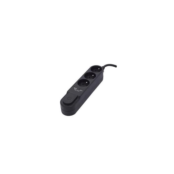 CHACON Bloque de enchufes múltiples con interruptor 3 tomas de 16 A y 2 salidas USB de 2 A, cable de 1,5 m 1 CHACON Bloque de enchufes múltiples con interruptor 3 tomas de 16 A y 2 salidas USB de 2 A, cable de 1,5 m 1