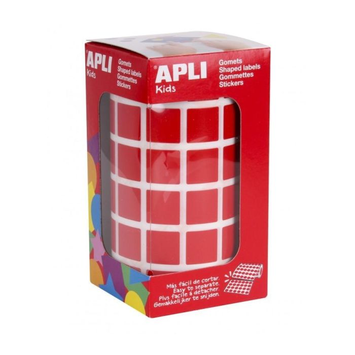 Apli Gomets Cuadrados 15 mm Rollo Rojo -Rollo 2832 Unidades-