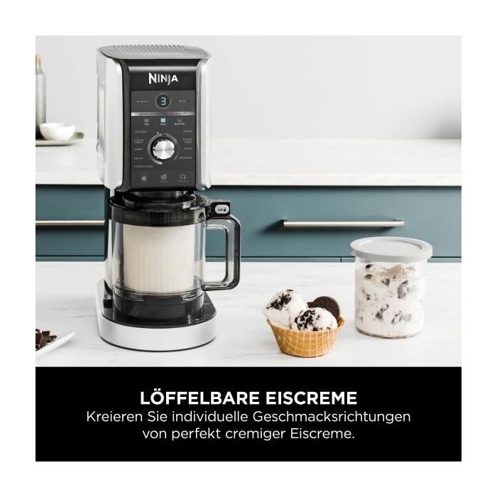 Ninja NC501EU Creami Deluxe Máquina de Helados y Batidos 2.1L con 3 Recipientes, Preparación de Sorbete, Negro/Plata 3 Ninja NC501EU Creami Deluxe Máquina de Helados y Batidos 2.1L con 3 Recipientes, Preparación de Sorbete, Negro/Plata 3