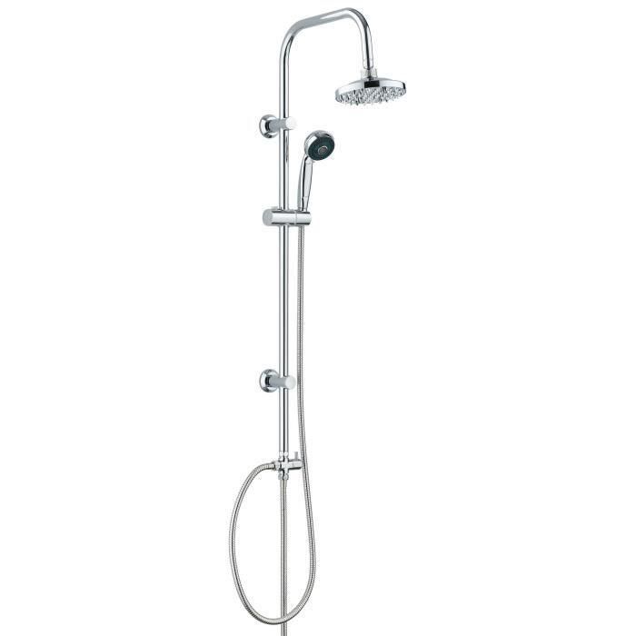 Rousseau Sonora Columna de Ducha sin Grifo | Cabezal Ø 150mm Cromado, Acero Inoxidable, Ducha de Mano 3 Chorros Ø 70mm, Montaje Pared Rousseau Sonora Columna de Ducha sin Grifo | Cabezal Ø 150mm Cromado, Acero Inoxidable, Ducha de Mano 3 Chorros Ø 70mm, Montaje Pared