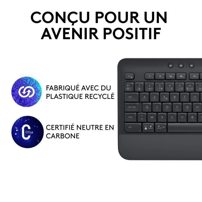 Logitech - Teclado inalámbrico - Ergonomico completo con - SEADSETS -SIGNATURA K650 - Graphite 4