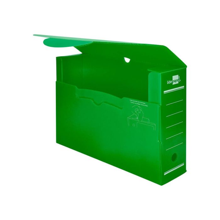 Caja Archivo Definitivo Plastico Liderpapel Lomo 100 mm Verde 360x100x260 mm 5 unidades 4