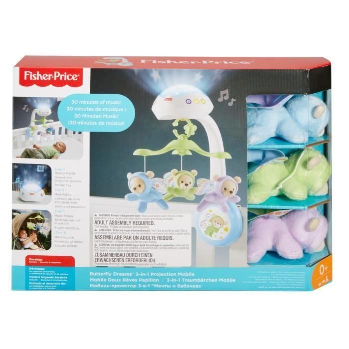 Fisher-Price Móvil Musical de Cuna Ositos Voladores para Bebé con Luz y Sonido, Edad Recomendada desde 1 Mes 5 Fisher-Price Móvil Musical de Cuna Ositos Voladores para Bebé con Luz y Sonido, Edad Recomendada desde 1 Mes 5