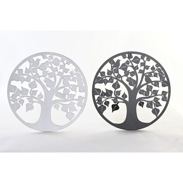 Decoracion Pared Tradicional DKD Home Decor Negro Blanco 1 x 40 x 40 cm (2 Unidades)