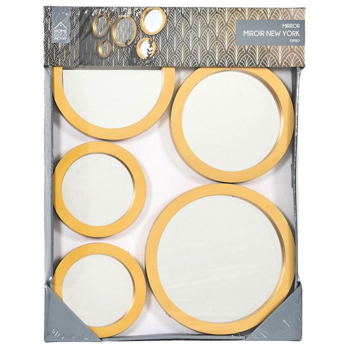 Home Deco Factory - Juego de 5 Espejos Decorativos Redondos Dorados de Vidrio y Polipropileno 5