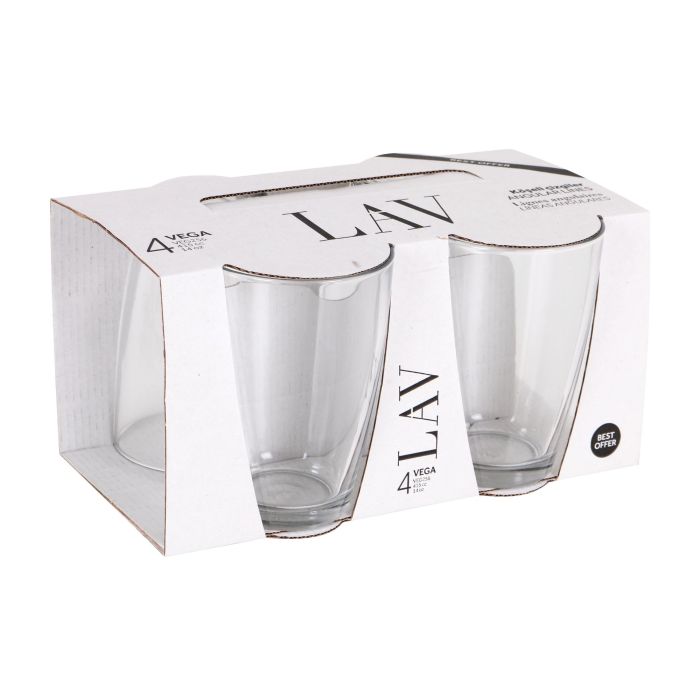 LAV Set 4 Vasos Vega "B" 415 cc Medidas 9x9x12 cm (12 Cajas)