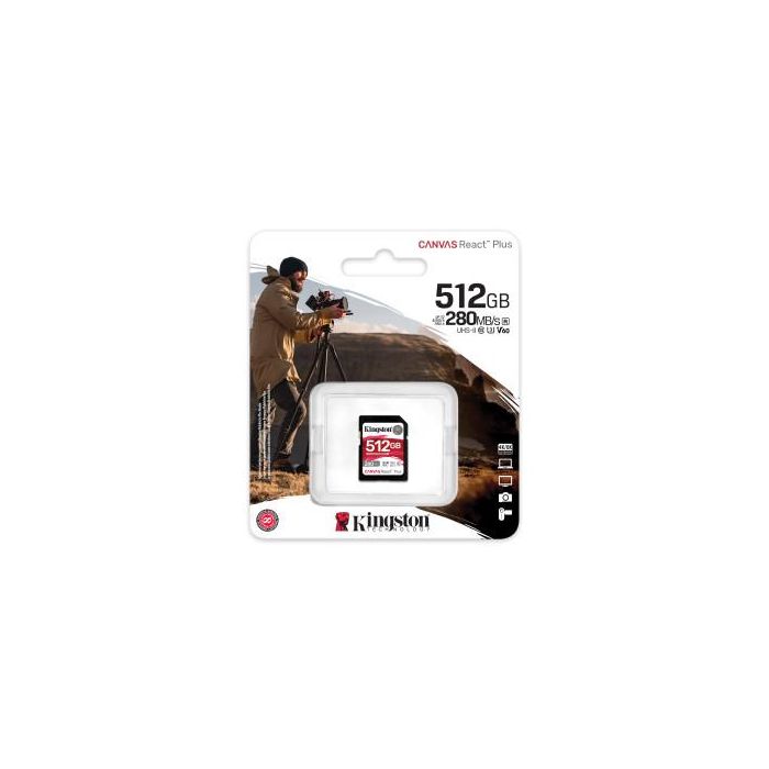 Kingston Technology Canvas React Plus 512 GB SDXC UHS-II Clase 10 2 Kingston Technology Canvas React Plus 512 GB SDXC UHS-II Clase 10 2