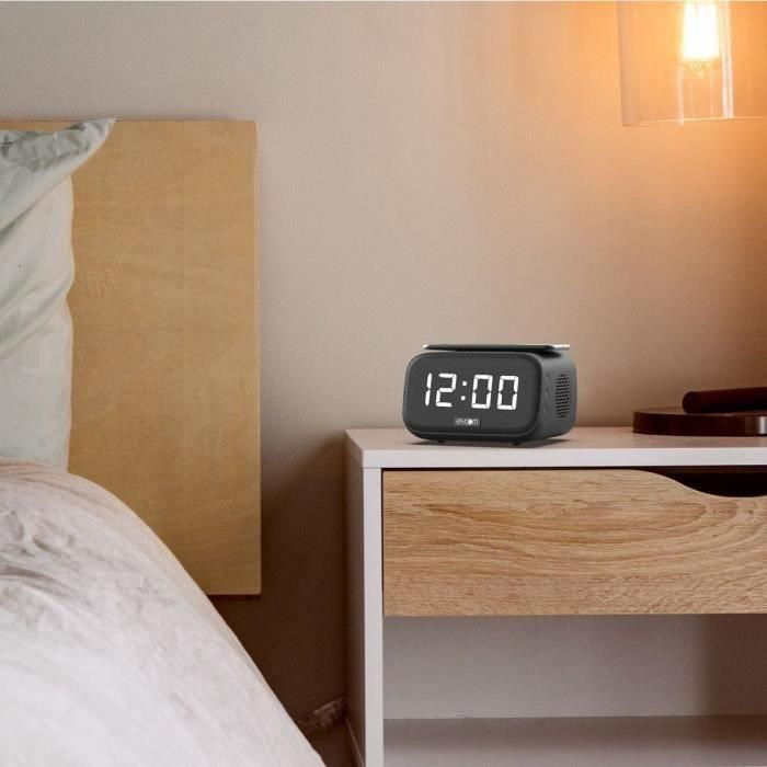 Despertador cargador con altavoz - EVOOM - EV304618 - Negro con carga inalámbrica y altavoz integrado 2 Despertador cargador con altavoz - EVOOM - EV304618 - Negro con carga inalámbrica y altavoz integrado 2