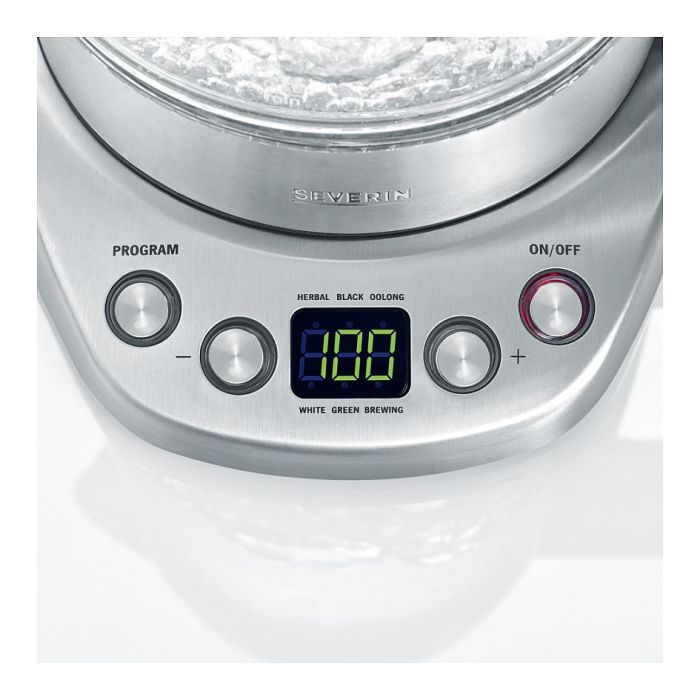 Severin WK 3479 - Hervidor de Agua y Té de Vidrio, 1.7 L, 3000 W, 13 Temperaturas, Acero Inoxidable, Apagado Automático, Negro 5