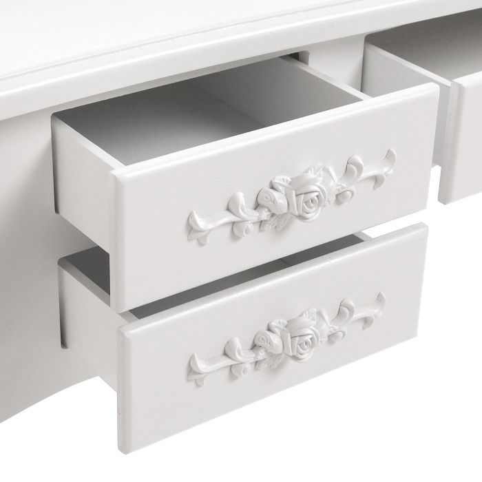 Tocador Blanco Con Taburete Y Luces Led Glow Versa 40X144CM 5 Tocador Blanco Con Taburete Y Luces Led Glow Versa 40X144CM 5