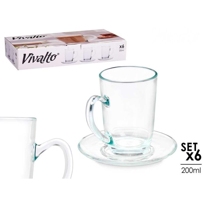 Taza Vidrio Cafe Con Leche 200Ml Con Plato Vivalto 10CM (24 Unidades) Taza Vidrio Cafe Con Leche 200Ml Con Plato Vivalto 10CM (24 Unidades)