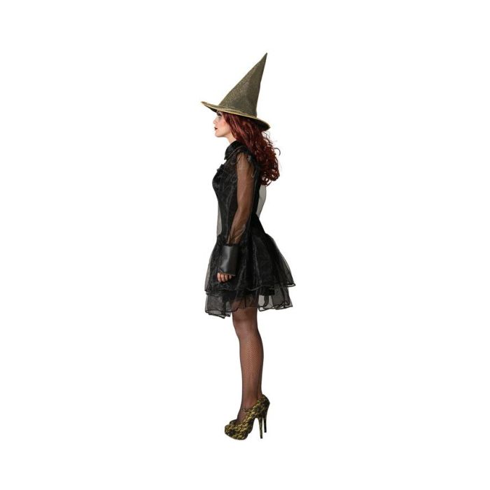 Disfraz Bruja Negra Vestido Corto Con Sombrero para Mujer Adulta - Ideal Halloween y Fiestas Temáticas 1