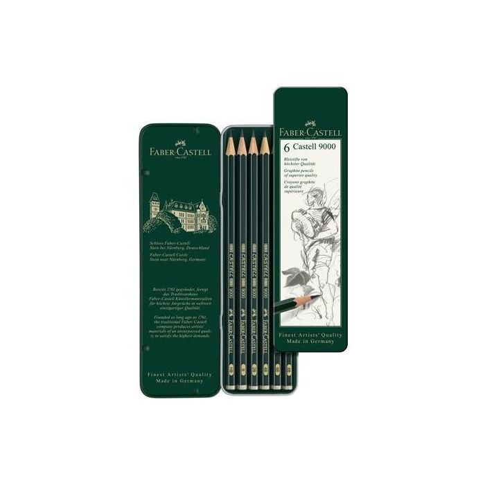 Faber castell lápiz de grafito 9000 durezas hb, b, 2b, 4b, 6b y 8b estuche de 6 surtidos 1 Faber castell lápiz de grafito 9000 durezas hb, b, 2b, 4b, 6b y 8b estuche de 6 surtidos 1