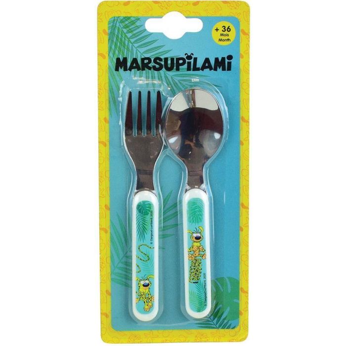 Fun House AAABH72543 - Vajilla Marsupilami: Vaso 220ml, Taza 350ml, Cubiertos y Peluche 18cm 4