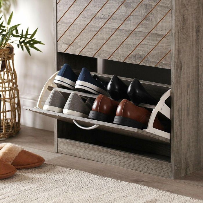 Zapatero Niall 2 Cajones Oscuro Versa, 24x74.5x57 cm, Madera MDF 3 Zapatero Niall 2 Cajones Oscuro Versa, 24x74.5x57 cm, Madera MDF 3