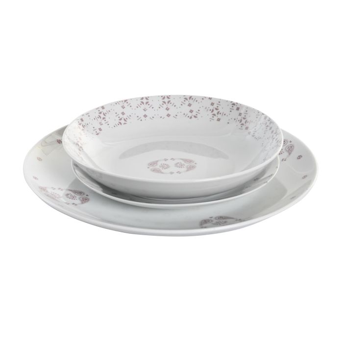 DKD Home Decor Vajilla completa de Porcelana estilo Scandi en Rosa y Blanco, Set de 18 Piezas, Apta para Microondas y Lavavajillas 3