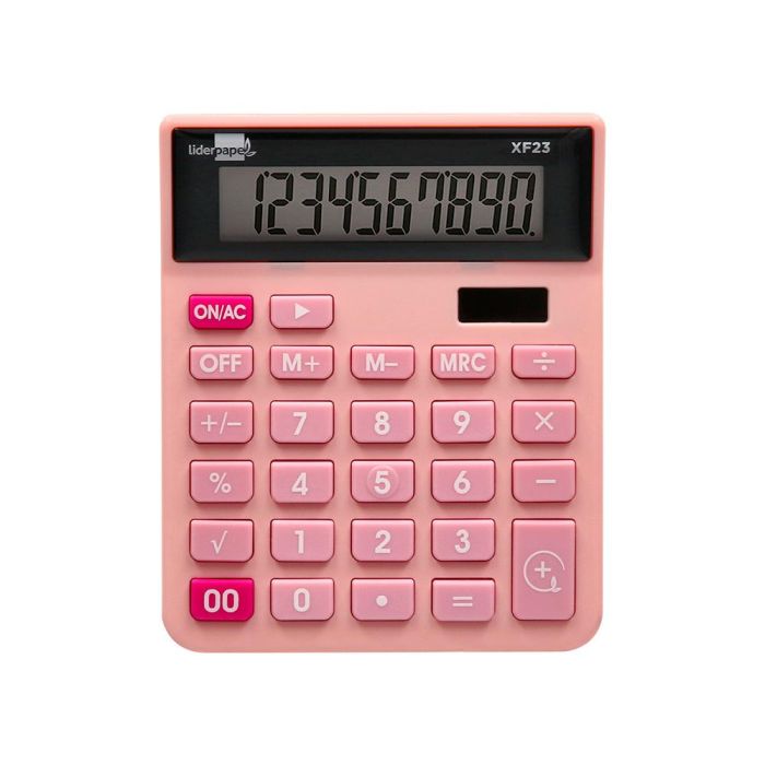 Calculadora Liderpapel Sobremesa Xf23 10 Digitos Solar Y Pilas Color Rosa 127x105x24 mm 2