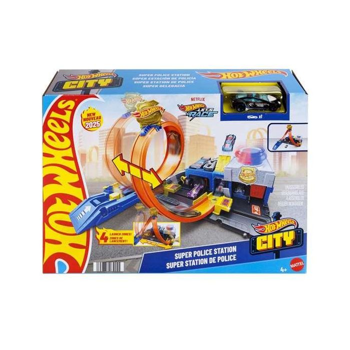 Mattel Hot Wheels City Super Estación de Policía Pista para Coches de Juguete +4 Años