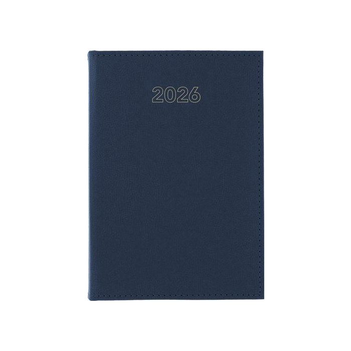 Agenda Anual (2026) Grafoplas Zurich Cosida Tapa Acolchada 240X165 D/P Azul Marino