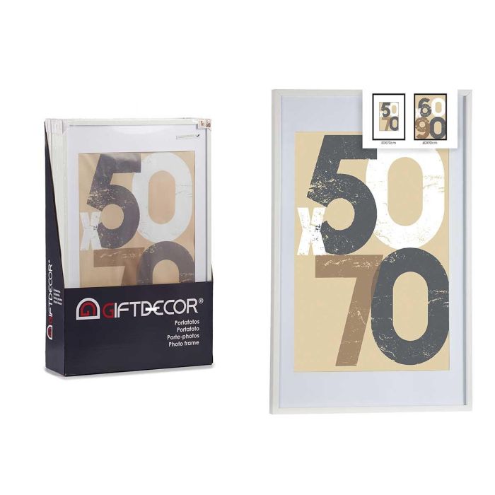 Giftdecor Portafoto de Pared de Madera con Paspartú 50x70 cm Blanco - Marco para Fotos (Set de 6)