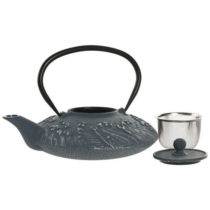 DKD Home Decor Tetera Oriental Azul Blanco Hierro Fundido Inox 800ml Apta Lavavajillas y Gas (2 Unidades) 2