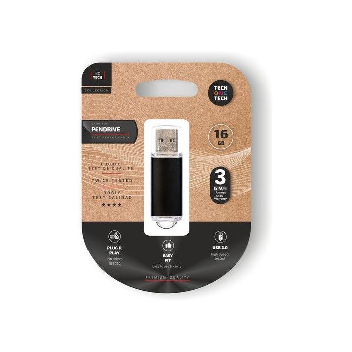 Memoria Usb 16Gb Tech-One-Tech Basic 2.0 Negro (Incluye Canon Lpi De 0.24 )