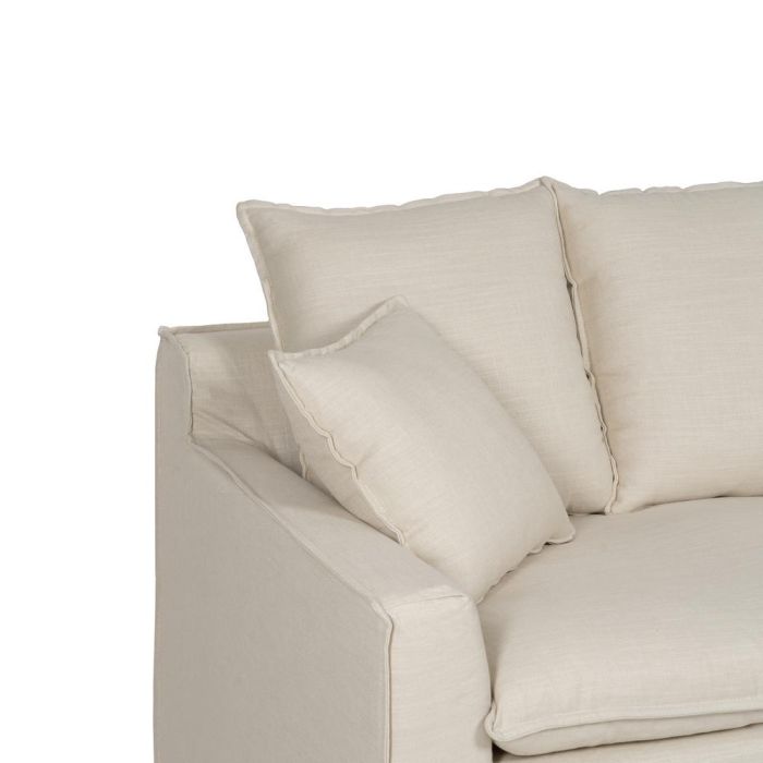 Sofá 4 Plazas Crema Tejido Salón 220 X 100 X 91 cm