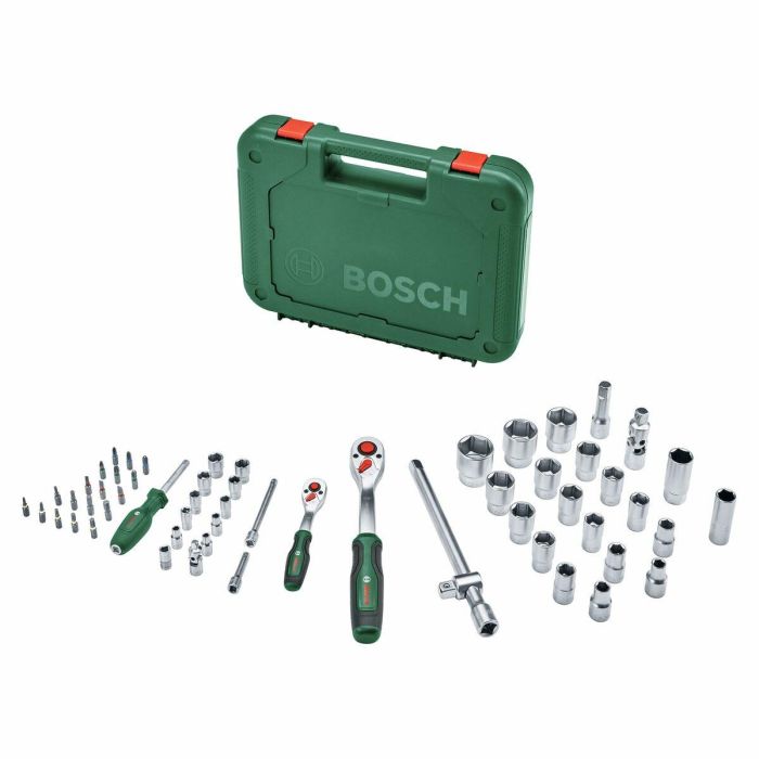 Bosch BOS4053423254150 Juego de trinquete de 57 piezas 1/4 + 1/2 con 55 accesorios de alto torque y estuche de transporte suave 6