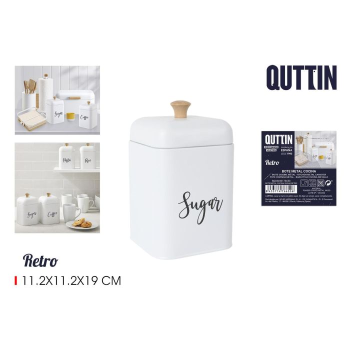 Quttin Bote de Metal Retro para Almacenar Azúcar en Cocina, 11.2 x 11.2 x 13.5 cm (12 Unidades)