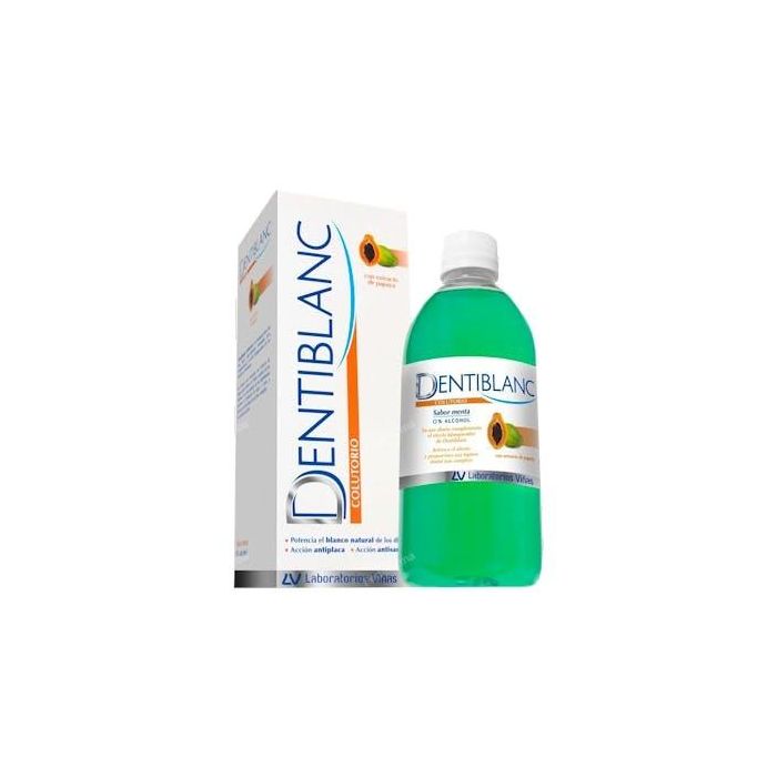 Dentiblanc Colutorio Blanqueador Enjuague Bucal sin Alcohol, con Flúor, Antiplaca, Aliento Fresco Menta 500 ml