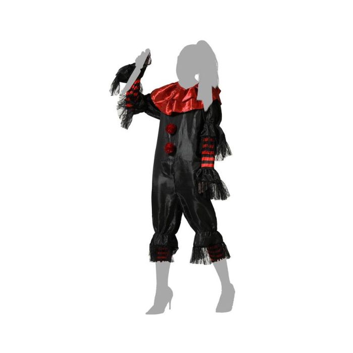 Disfraz Adulto Payasa Negra Terrorífica con Mono Largo y Volantes para Halloween Mujer Talla M-L