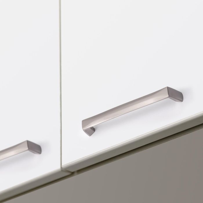 Emuca Lote de 10 tiradores para mueble Cantón, L142mm, intereje 128mm, Zamak, Níquel satinado 2