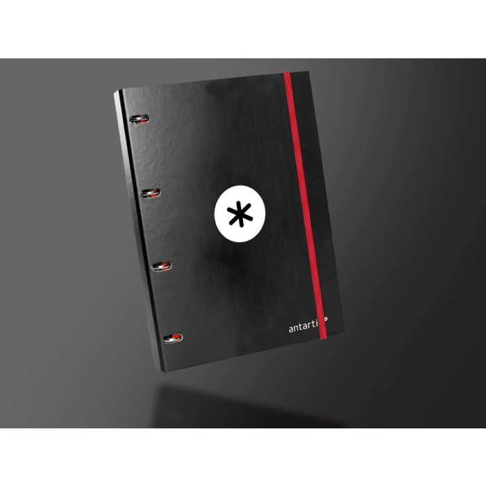 Antartik Carpeta con recambio a4 cuadro 5mm forrada 4 anillas 25mm redondas color negro 100 hojas 100 g/m² 8